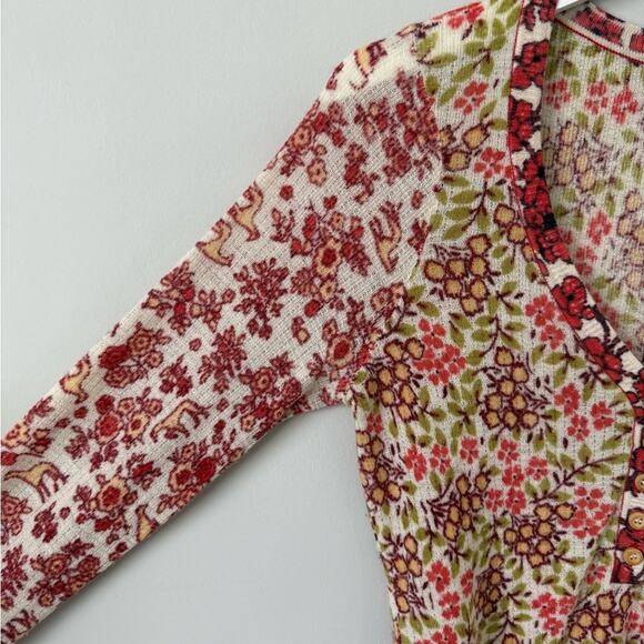 Anthropologie Sleeping On Snow | Y2K Whimsical Floral Wool Henley Size Medium - Picture 6 of 8